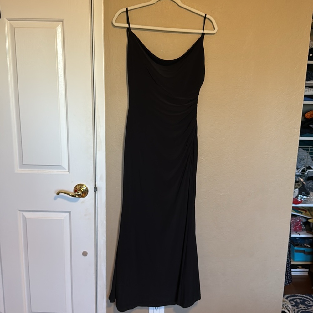 Laundry by Shelli Segal Black Cowl Neck Lace Back Maxi Slip Dress 6 NWOT - Picture 14 of 17